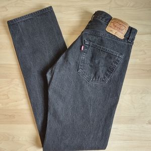 Levi's 501 Red Tab Button Fly Straight Leg Black Denim Jeans 34"x36"